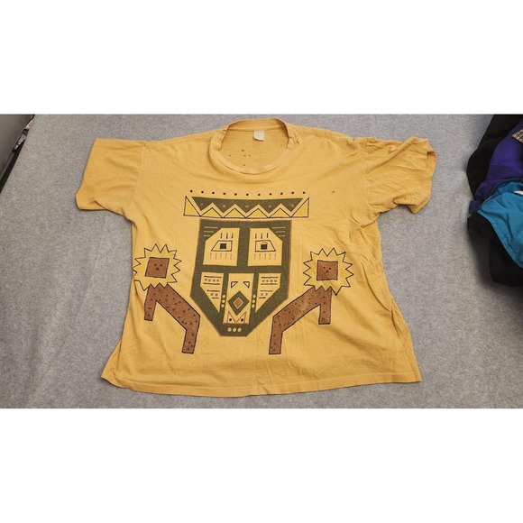 Vtg Tribal Abstract Graphic Shirt Mens Large Geometric Art Distressed 90s - Picture 1 of 12
